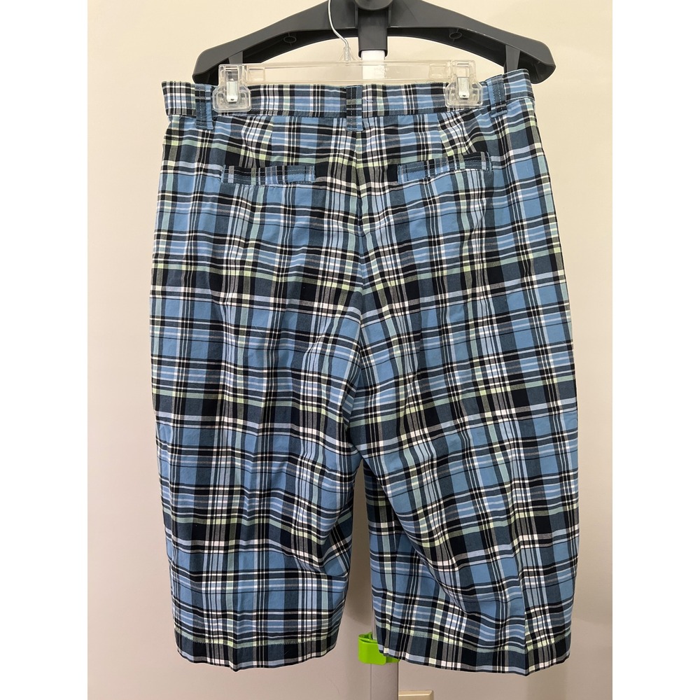 Christopher & Banks Blue Green Plaid Stretch Shorts Size 10 07242-1975